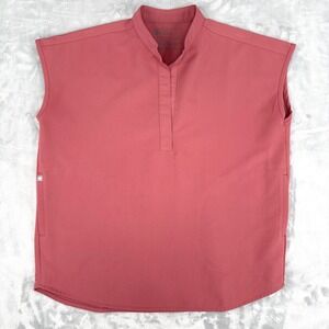 FIGS Rafaela Oversized Mandarin Collar Scrub Top Pink Small Women Nurse